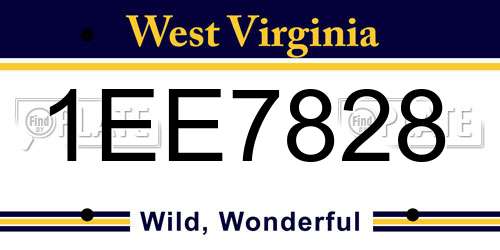 1EE7828 West Virginia License Plate