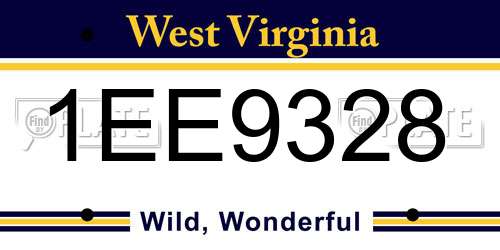 1EE9328 West Virginia License Plate