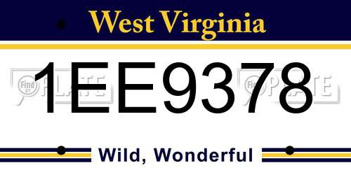 1EE9378 West Virginia License Plate