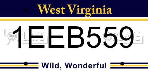 1EEB559 West Virginia License Plate