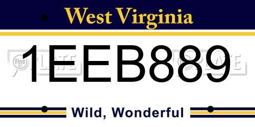1EEB889 West Virginia License Plate