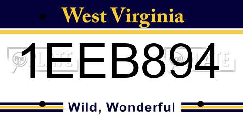 1EEB894 West Virginia License Plate