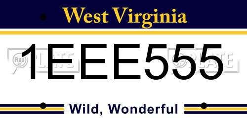 1EEE555 West Virginia License Plate