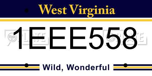 1EEE558 West Virginia License Plate