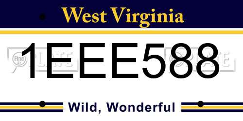 1EEE588 West Virginia License Plate