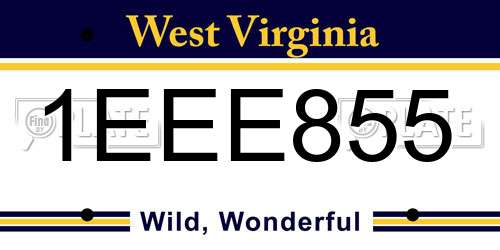 1EEE855 West Virginia License Plate