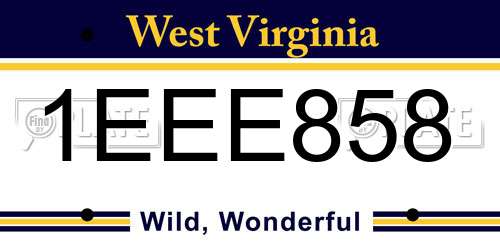 1EEE858 West Virginia License Plate
