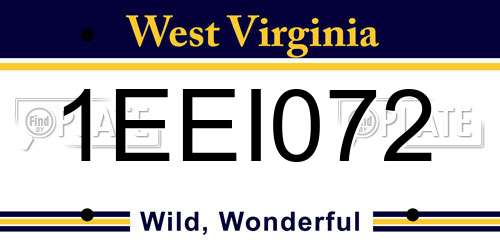 1EEI072 West Virginia License Plate