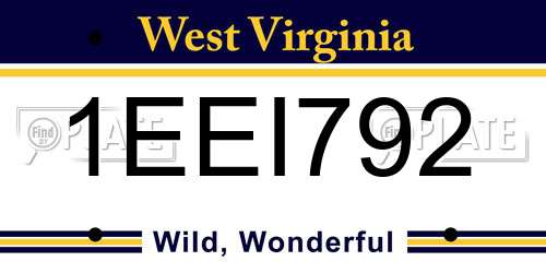 1EEI792 West Virginia License Plate