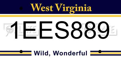 1EES889 West Virginia License Plate