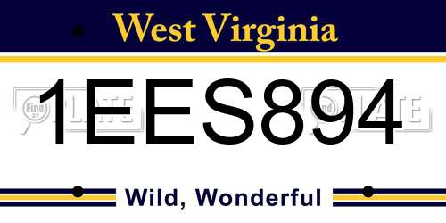 1EES894 West Virginia License Plate