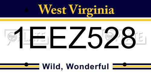 1EEZ528 West Virginia License Plate