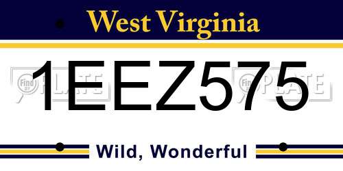 1EEZ575 West Virginia License Plate