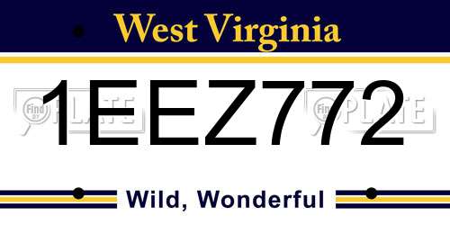1EEZ772 West Virginia License Plate