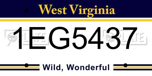 1EG5437 West Virginia License Plate