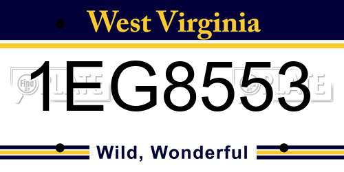 1EG8553 West Virginia License Plate