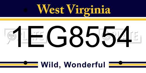 1EG8554 West Virginia License Plate