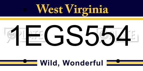 1EGS554 West Virginia License Plate