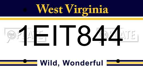 1EIT844 West Virginia License Plate