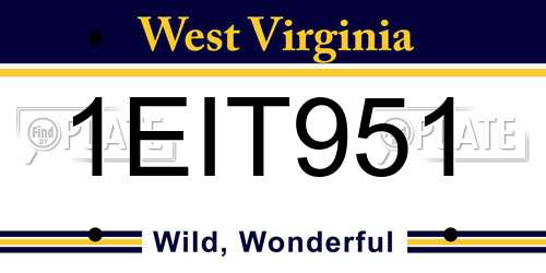 1EIT951 West Virginia License Plate