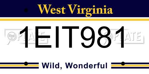 1EIT981 West Virginia License Plate