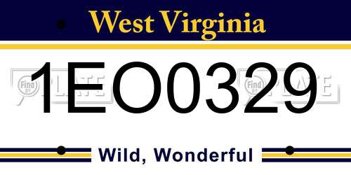 1EO0329 West Virginia License Plate