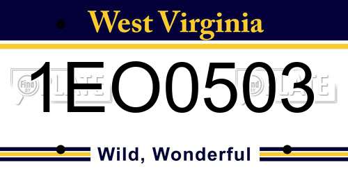1EO0503 West Virginia License Plate