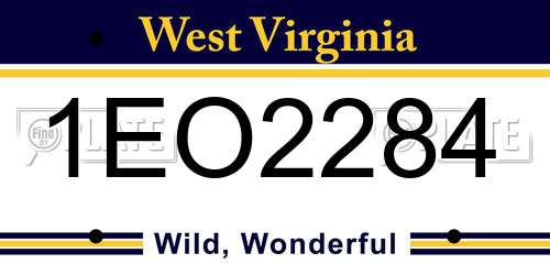 1EO2284 West Virginia License Plate