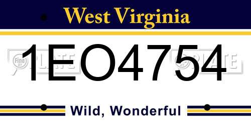 1EO4754 West Virginia License Plate
