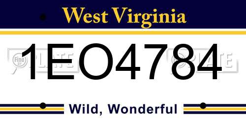 1EO4784 West Virginia License Plate