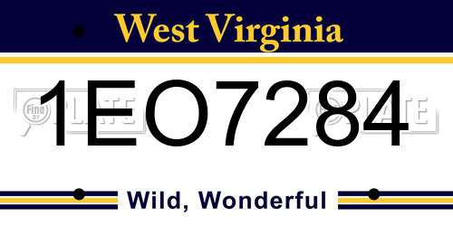 1EO7284 West Virginia License Plate