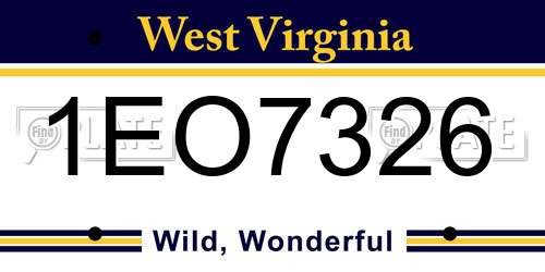 1EO7326 West Virginia License Plate