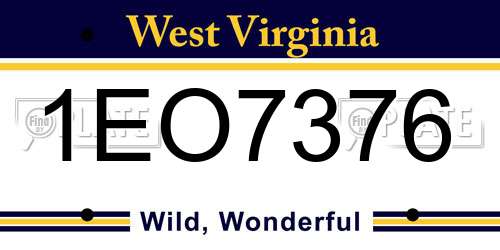 1EO7376 West Virginia License Plate