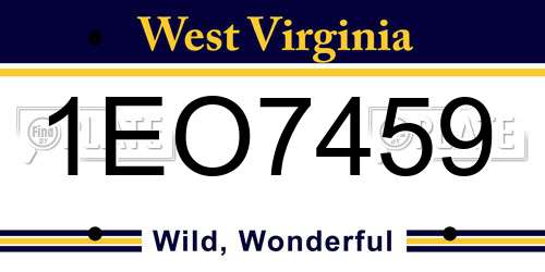 1EO7459 West Virginia License Plate