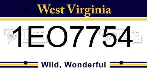 1EO7754 West Virginia License Plate