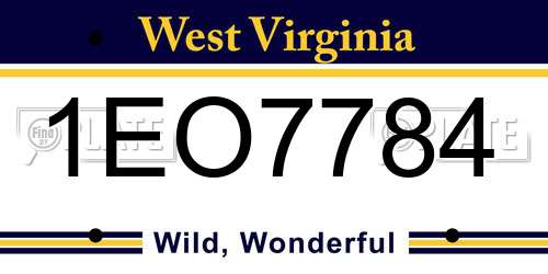 1EO7784 West Virginia License Plate