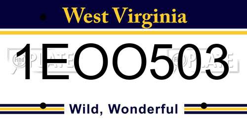 1EOO503 West Virginia License Plate