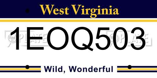1EOQ503 West Virginia License Plate