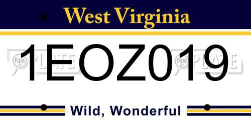 1EOZ019 West Virginia License Plate