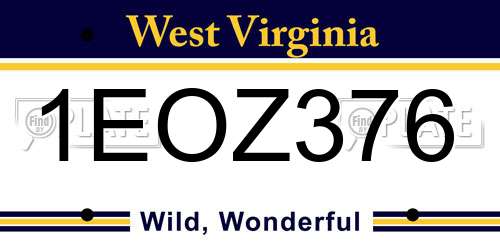 1EOZ376 West Virginia License Plate
