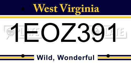 1EOZ391 West Virginia License Plate
