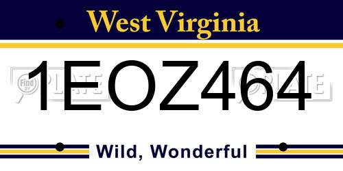 1EOZ464 West Virginia License Plate