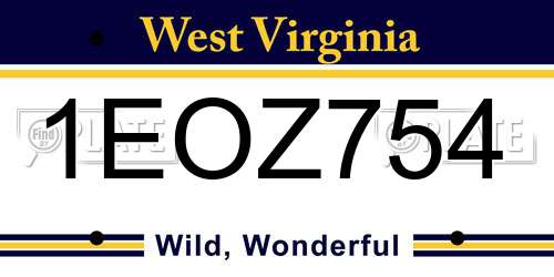 1EOZ754 West Virginia License Plate