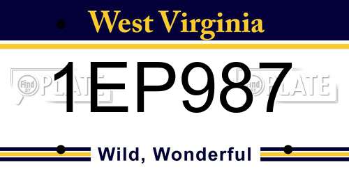 1EP987 West Virginia License Plate