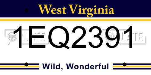 1EQ2391 West Virginia License Plate