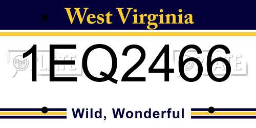 1EQ2466 West Virginia License Plate