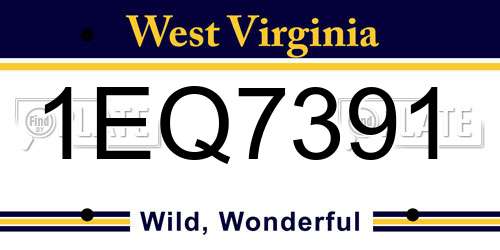 1EQ7391 West Virginia License Plate