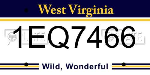 1EQ7466 West Virginia License Plate