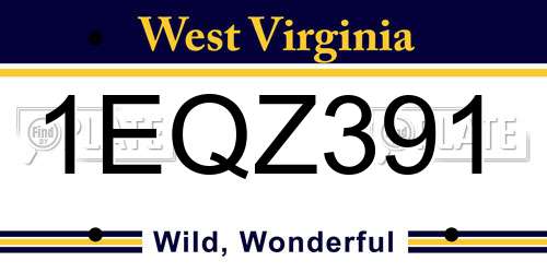 1EQZ391 West Virginia License Plate