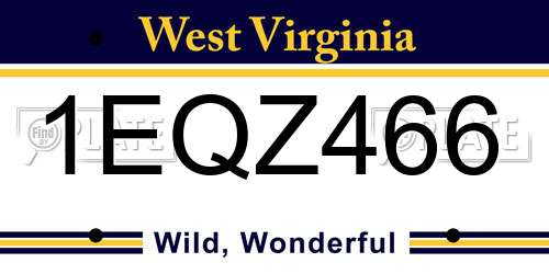 1EQZ466 West Virginia License Plate